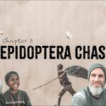 Chapter 5 cover: 'Lepidoptera Chase' with a diverse group of people against a beige wall.