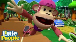 Little People | The Monkey Flew off its Skateboard! 🛹 | 1 Hour Cartoons | Little People Fisher Price - Kids TV Series, Kingdom Kids Zone - Little People - Fisher Price