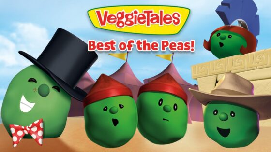 VeggieTales cover: green peas in hats with 'Best of the Peas!' title above a colorful circus backdrop.