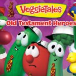 VeggieTales: Old Testament Heroes cover with cartoon vegetable characters posing on a purple background.