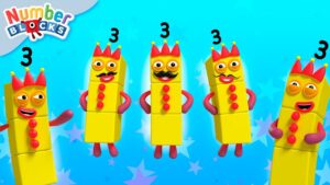 Too Many Threes! – Numberblock Three Showcase 🟡🟡🟡 | Counting for Kids | @Numberblocks - Kingdom Kids Zone, Little Learners - Numberblocks