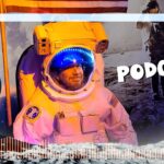 Promotional podcast thumbnail with astronaut in a spacesuit, rocket logo, and the word PODCAST on a lunar backdrop.