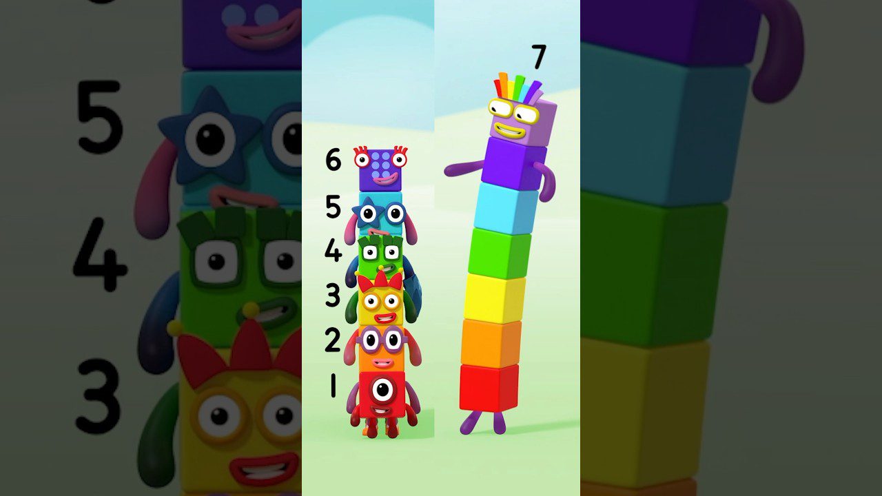 Numberblocks 7's Rainbow Blocks! 🌈 | Counting for Kids | @Numberblocks #shorts - Kingdom Kids Zone, Little Learners, Shorts - Numberblocks