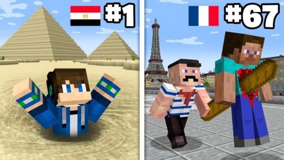 Surviving 100 Minecraft Countries in 24 Hours - Gameplay, Kingdom Kids Zone, Minecraft - EYstreem