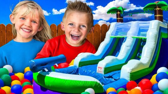 YouTube Family Backyard Bounce House Obstacle Course for Kids! 🏰💨 Educational Video! Colors & Racing - Kingdom Kids Zone, Little Learners - Happy Hubbard’s - Educational Videos for Kids
