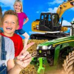 🚜 Ride REAL Farm Tractors & an Excavator! 🌾 From Swather to Baler, Learn How Hay is Made On A Farm! - Kingdom Kids Zone, Little Learners - Happy Hubbard’s - Educational Videos for Kids