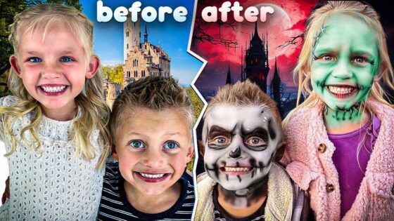 Nightmare Before Christmas Jack and Sally Makeup!💀 Professional Halloween Air Brush Face Paint! 🎃🕸️ - Kingdom Kids Zone, Little Learners - Happy Hubbard’s - Educational Videos for Kids