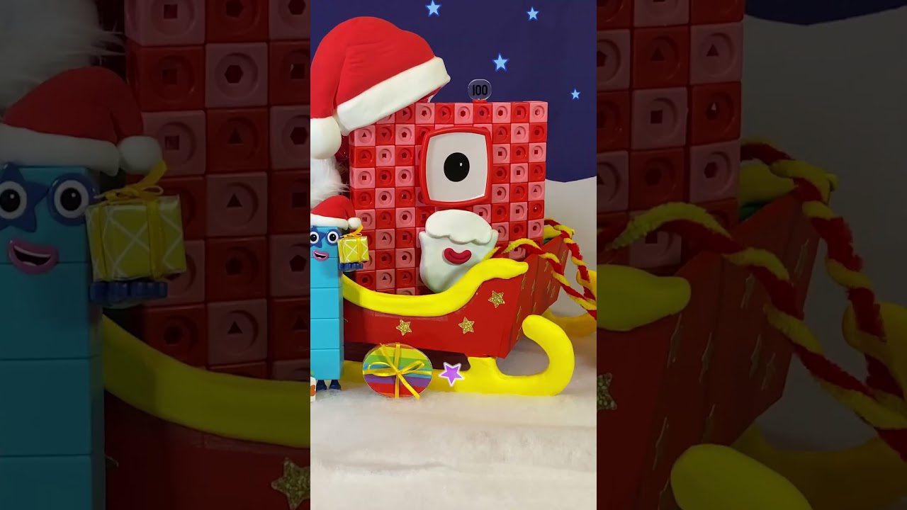 Numberblocks Christmas song for kids | 100 Santa Claus - Kingdom Kids Zone, Little Learners, Shorts - Numberblocks