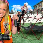 Kids Learn Tools While Building a Playground Dome 🔧 Family DIY Educational Project with Power Tools - Kingdom Kids Zone, Little Learners - Happy Hubbard’s - Educational Videos for Kids