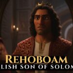 Timeless animated king in a jeweled robe and crown, gazing into a candlelit mirror chamber, dramatic expression.