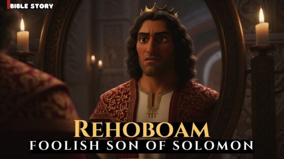 Timeless animated king in a jeweled robe and crown, gazing into a candlelit mirror chamber, dramatic expression.