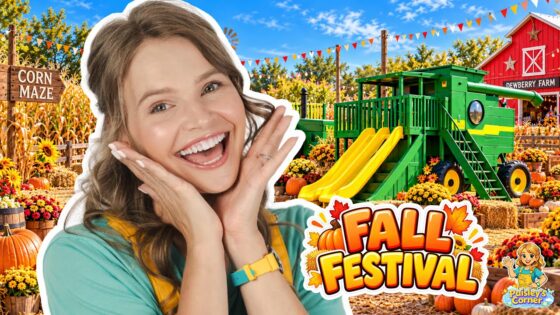 Silly Miss Lily Explores a Fall Festival at Dewberry Farm! 🎃 Farm Animals, Rides & Giant Slides - Kingdom Kids Zone, Little Learners, Shows - Paisley's Corner - Educational Videos for Kids