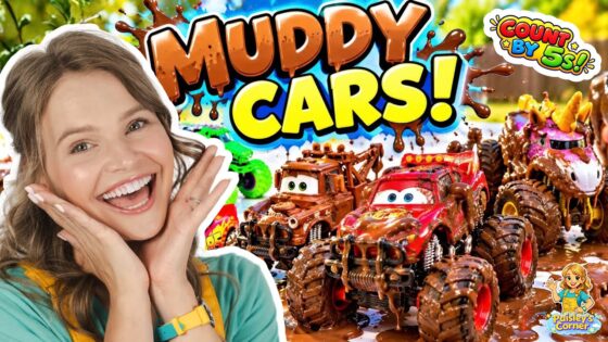 Muddy Cars w/ Silly Miss Lily | Learn to Count by 5s to 100! Monster Trucks Toys & Toddler Learning - Kingdom Kids Zone, Little Learners, Shows - Paisley's Corner - Educational Videos for Kids